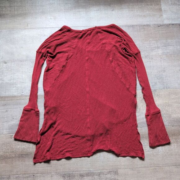 Free People Sweater Sz S Adult Red Burgundy Pullover Long Stretch Modern Womens - Picture 5 of 5